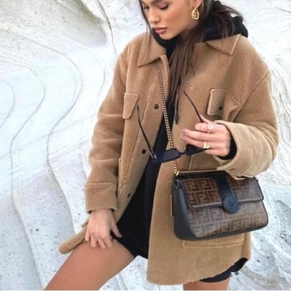 Zara Teddy Sherpa Shearling Oversized Shirt Jacket Shacket - Picture 5 of 7